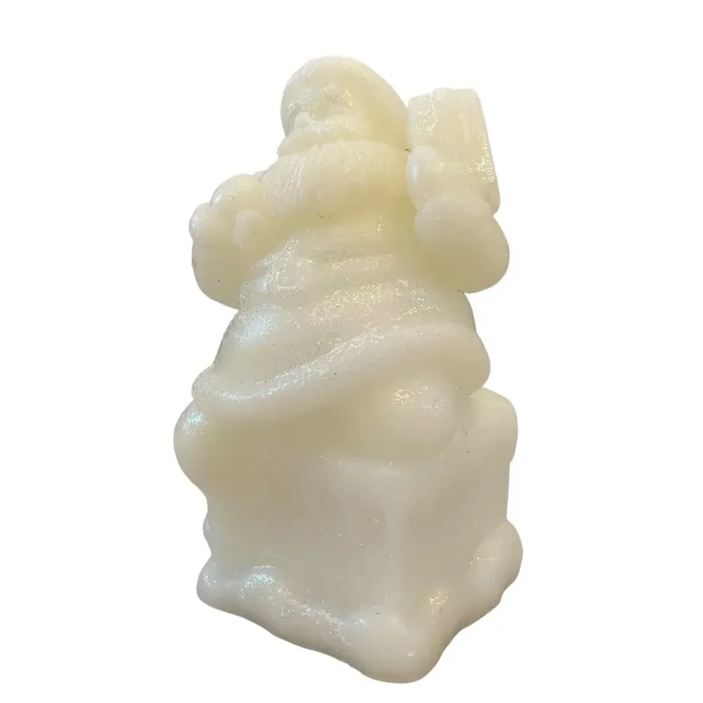 Martha Stewart Santa Flameless Christmas Internal Glow Wax LED Candle Cream New